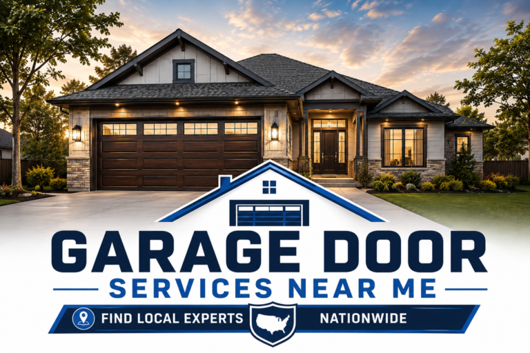 garage door services near me logo. find local experts in cities throughout the united states